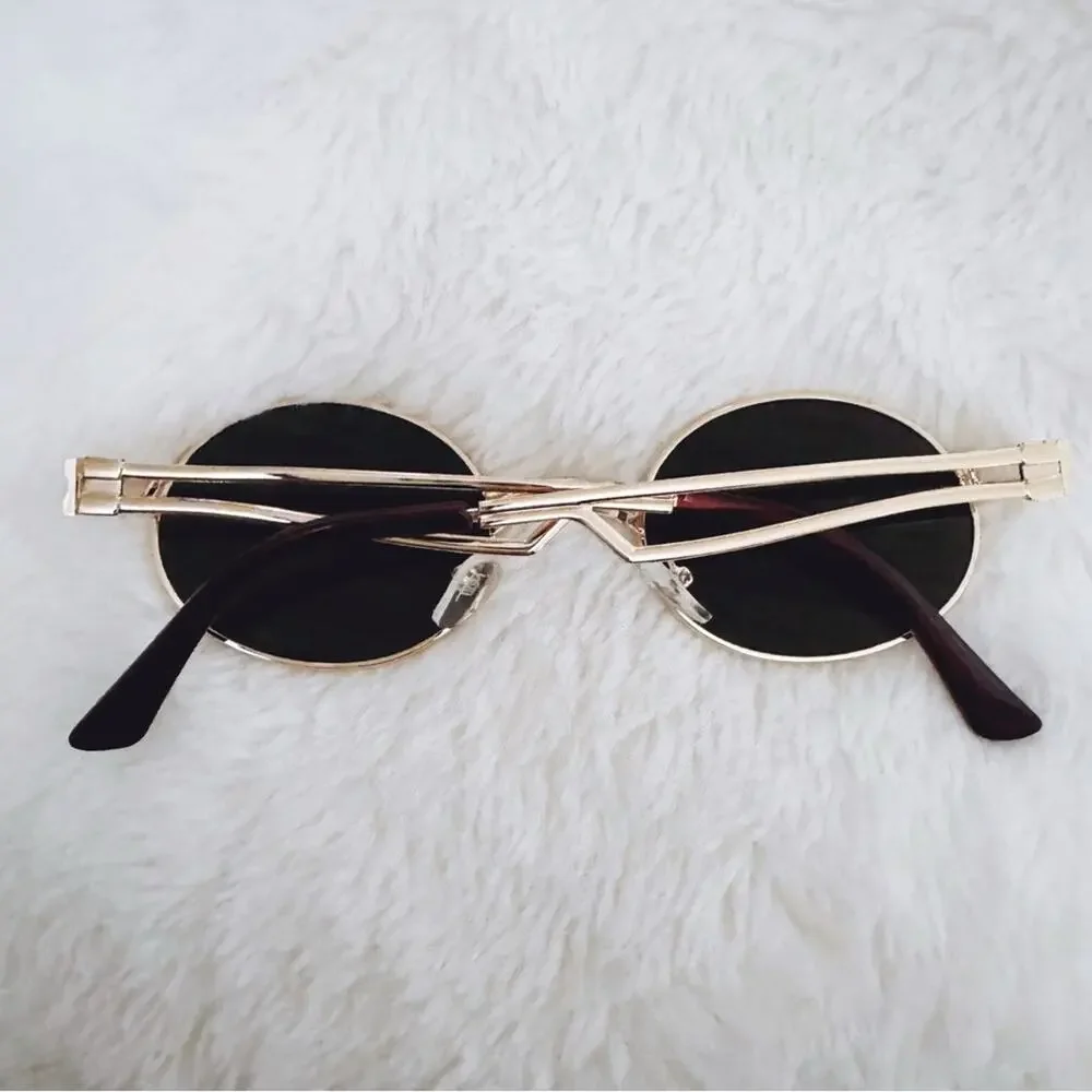 Brandon Green Tint with Gold Rim Round Sunglasses